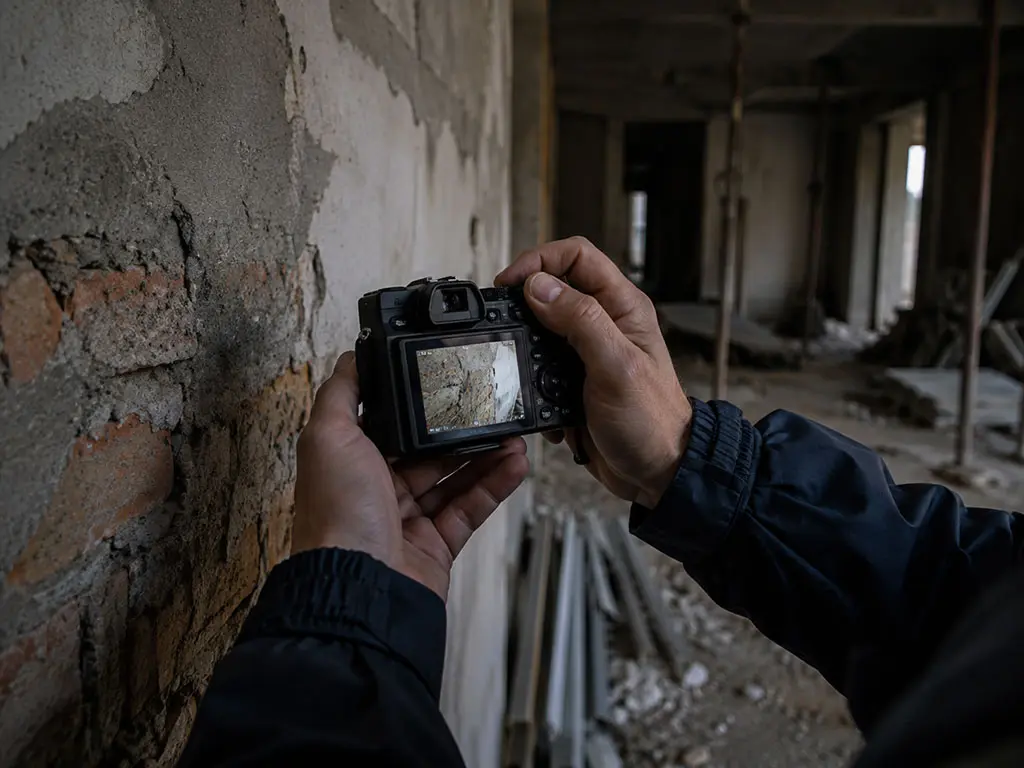 Constat photographique daté d'un chantier abandonné