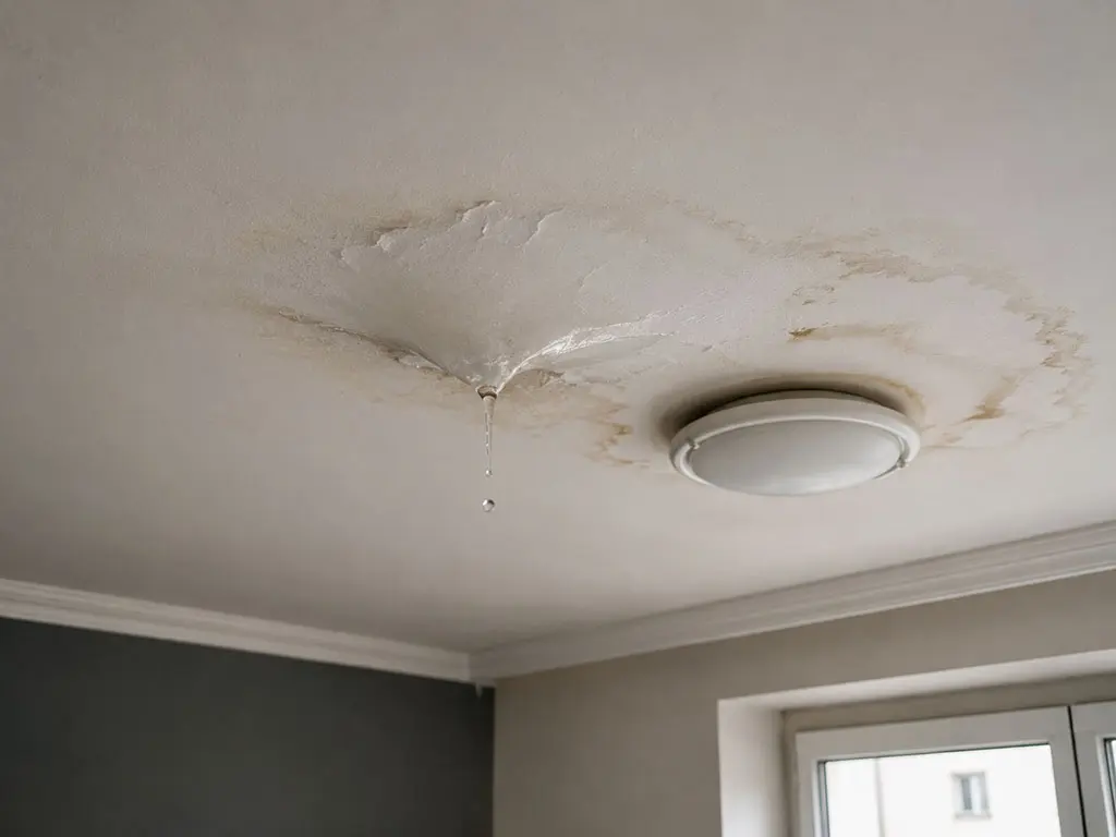 Plafond endommagé par un dégât des eaux venant de l'étage supérieur