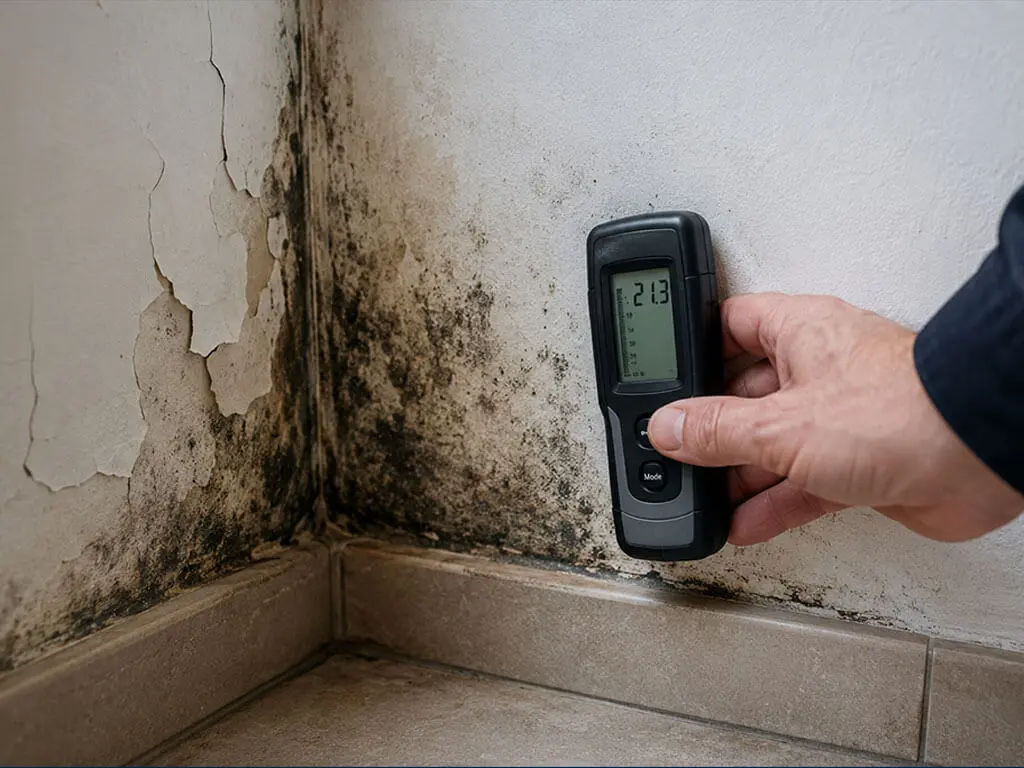 Moisissures et humidité sur un mur intérieur