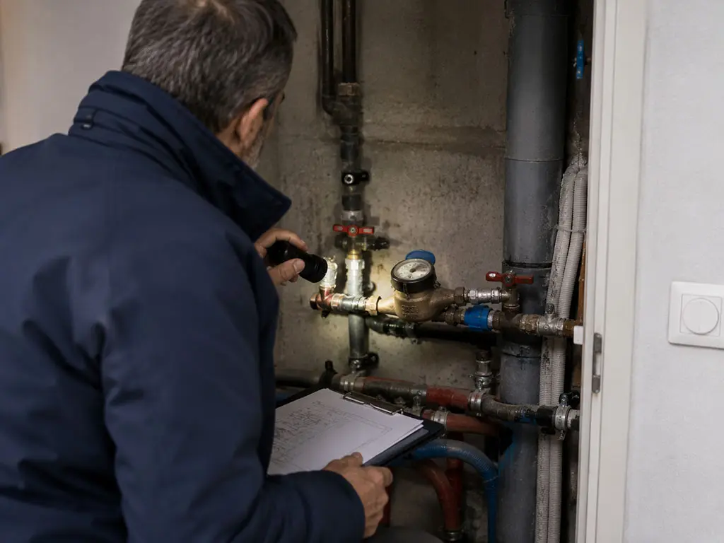 Inspection du compteur et de la vanne d'arrêt d'eau