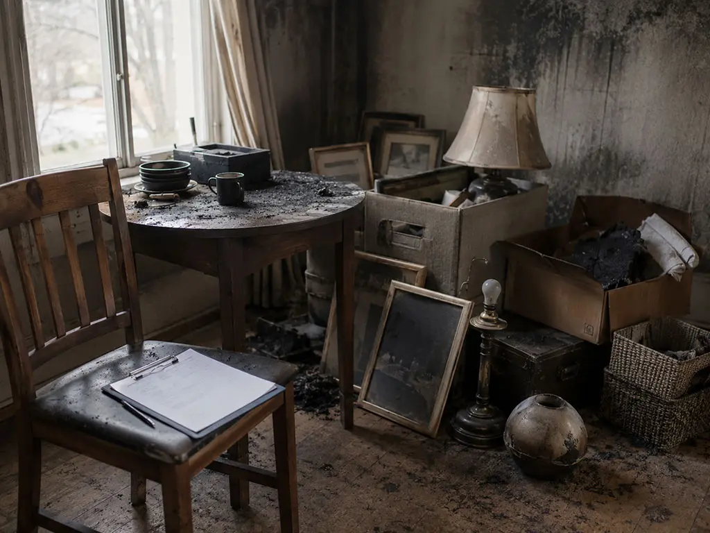 Inventaire du mobilier endommagé après un incendie
