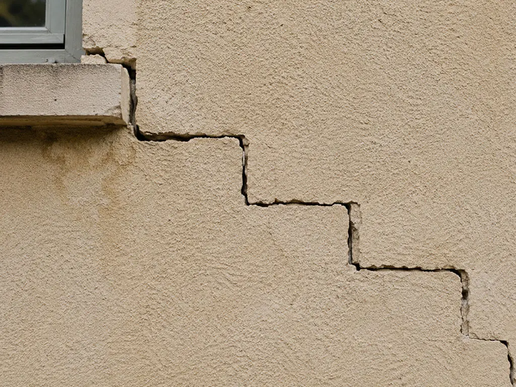 Lézarde : fissure en escalier le long des joints de maçonnerie