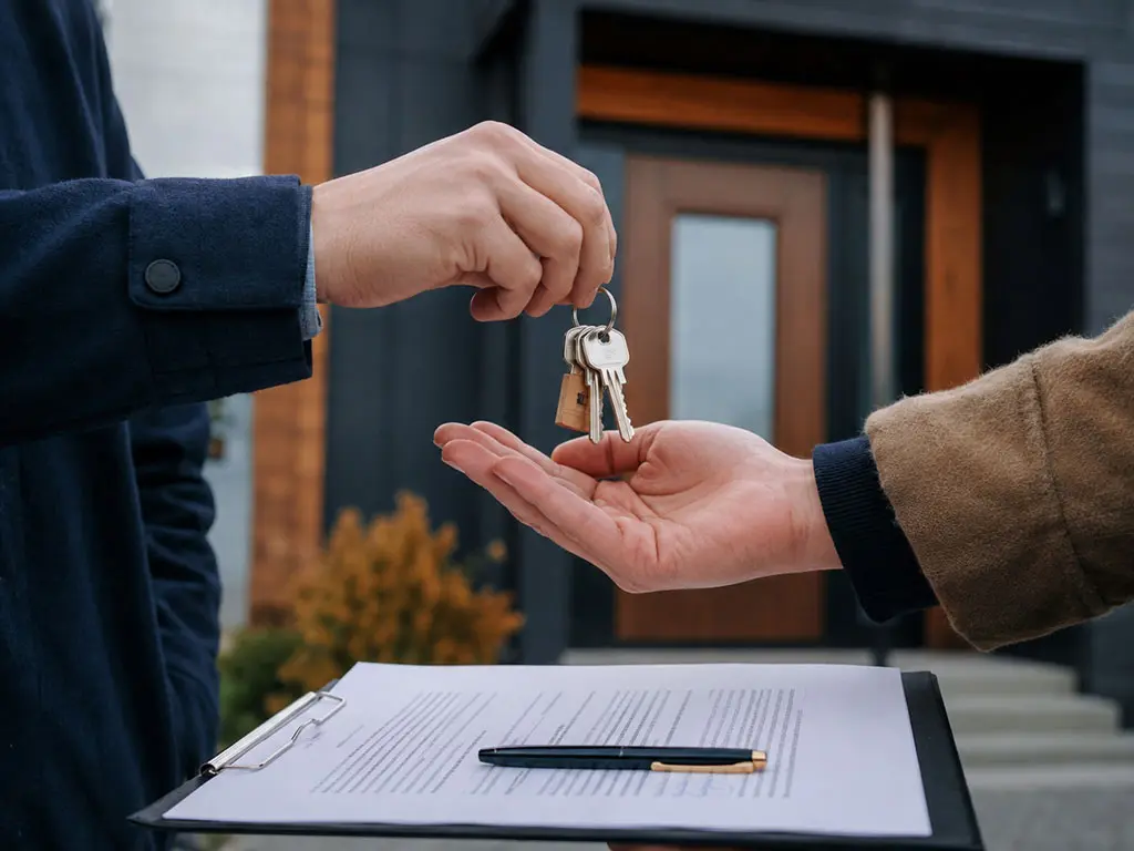 Remise des clés lors de la réception d'une maison achevée